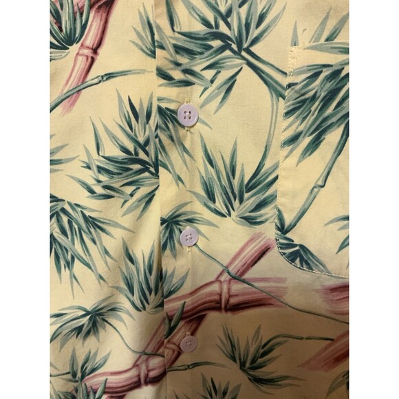Vintage Polo Sport Ralph Lauren Shirt Men's Medium Button Up Bamboo Print Yellow - Picture 3 of 5